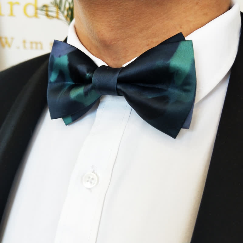 Men's Fancy Midnight Dark Green Bow Tie - image 4