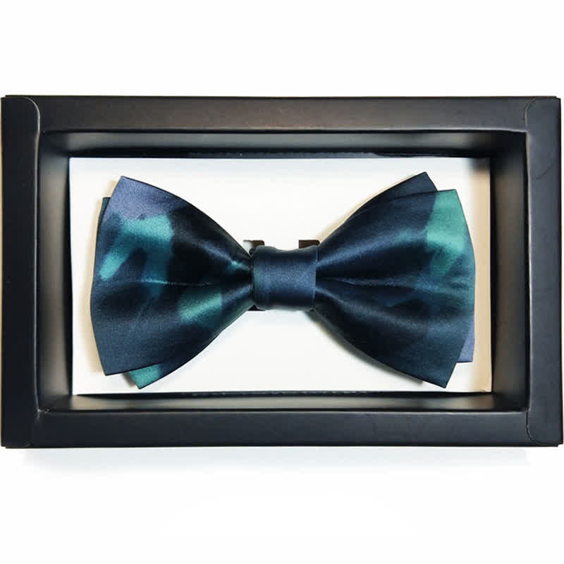 Men's Fancy Midnight Dark Green Bow Tie - Style #3 - image 7