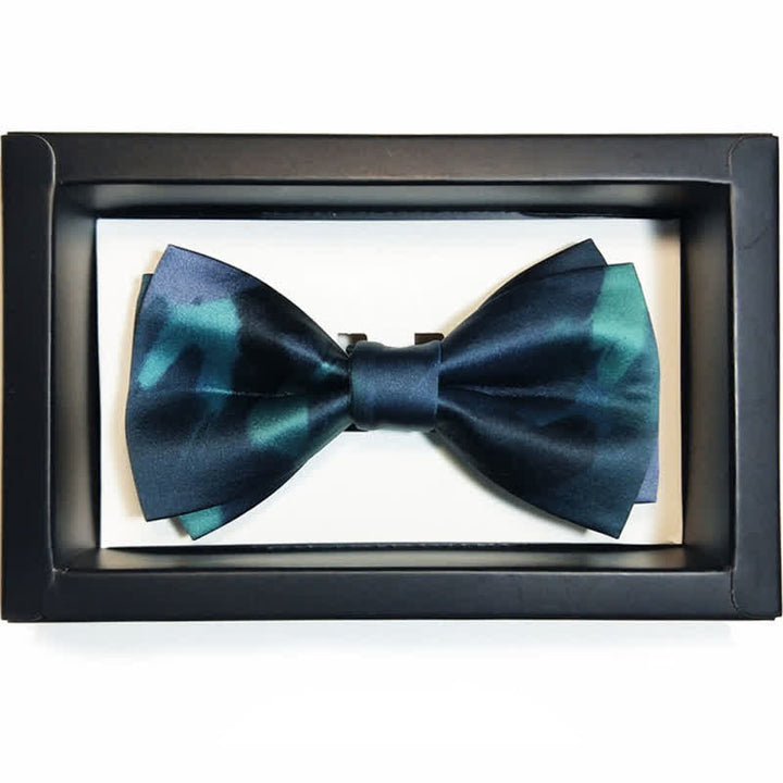 Men's Fancy Midnight Dark Green Bow Tie - Style #3 - image 7