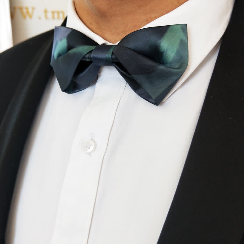 Men's Fancy Midnight Dark Green Bow Tie - image 0