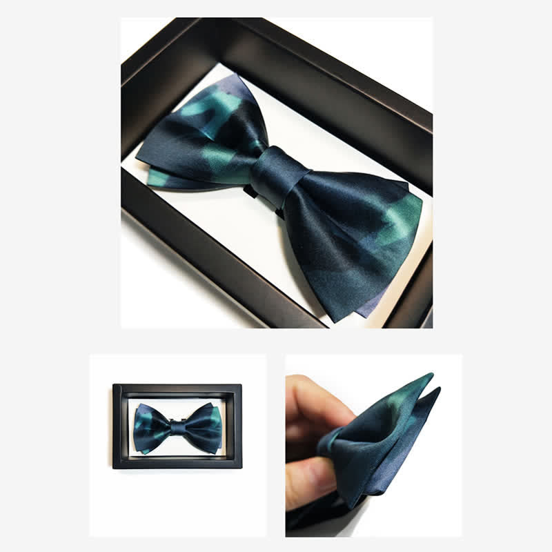 Men's Fancy Midnight Dark Green Bow Tie - image 9
