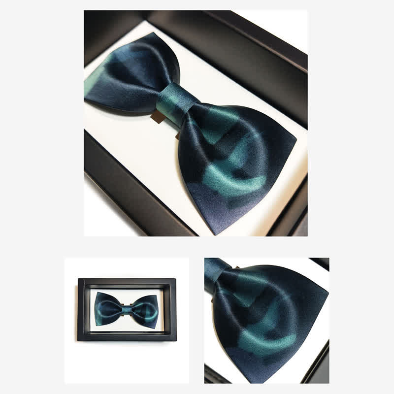 Men's Fancy Midnight Dark Green Bow Tie - image 6