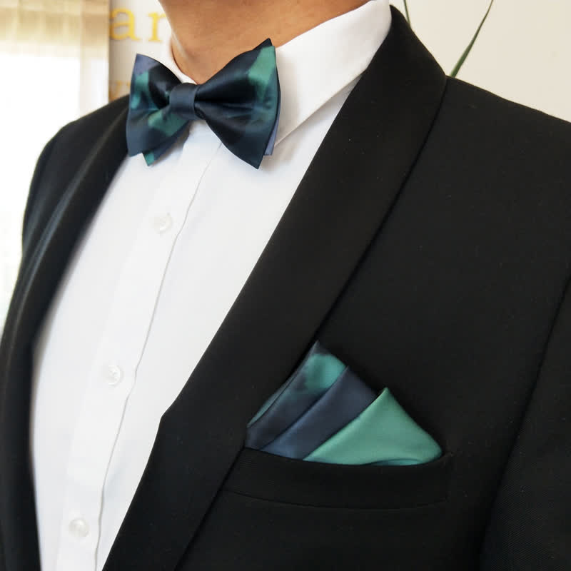 Men's Fancy Midnight Dark Green Bow Tie - image 5