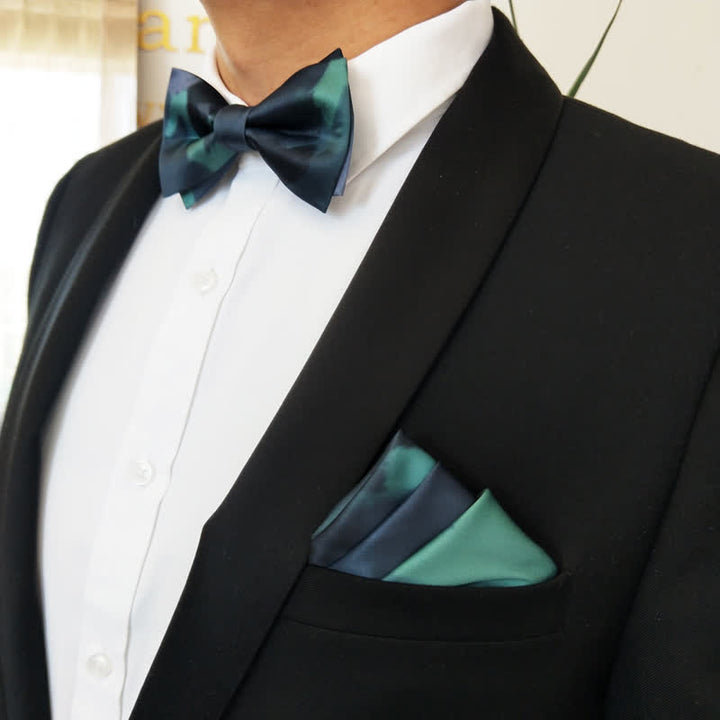 Men's Fancy Midnight Dark Green Bow Tie - image 5