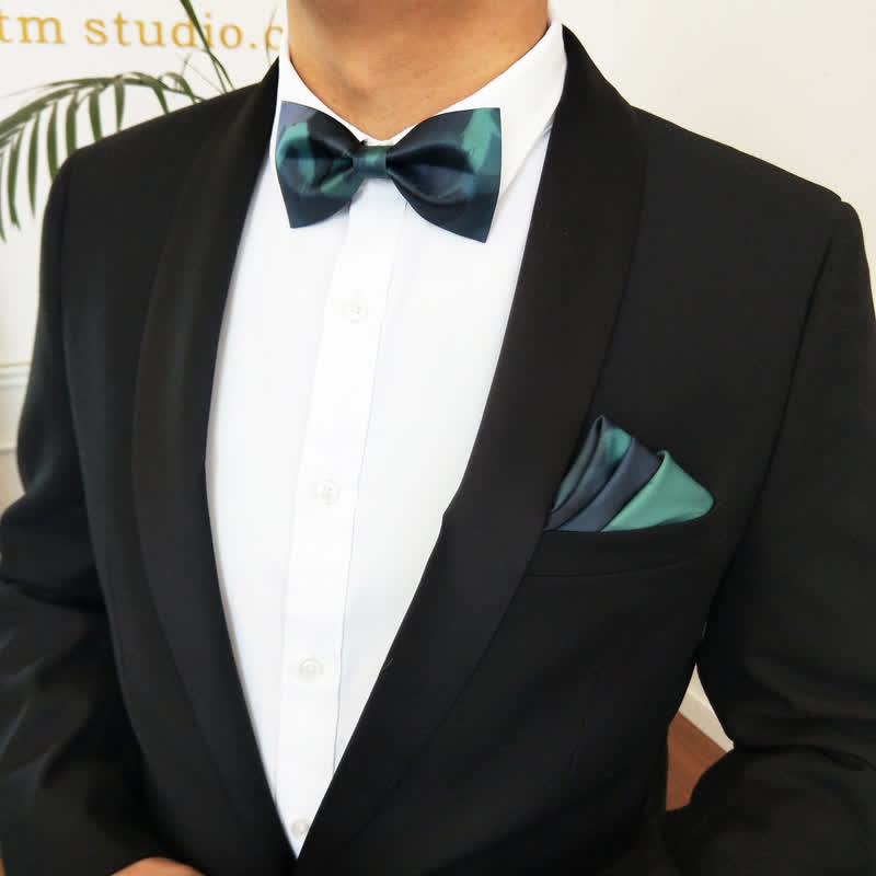 Men's Fancy Midnight Dark Green Bow Tie - image 8