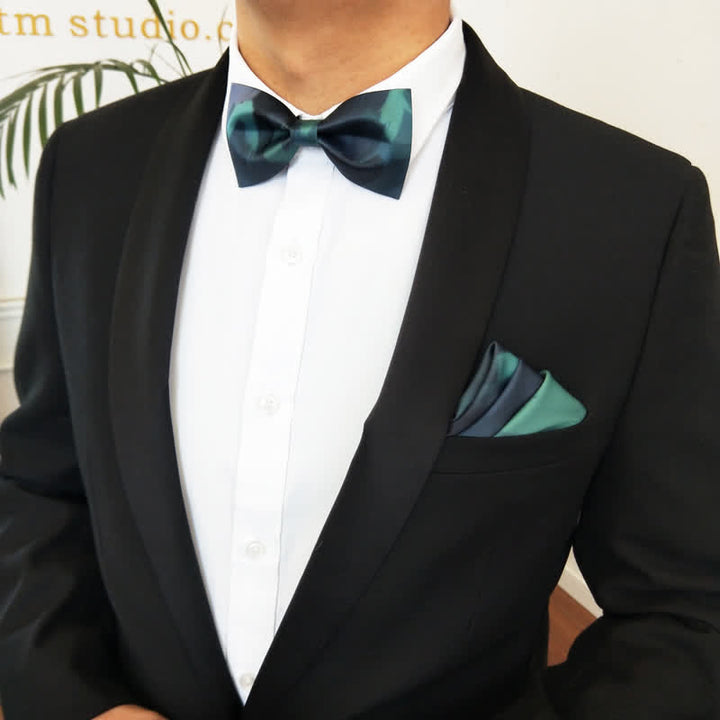 Men's Fancy Midnight Dark Green Bow Tie - image 8