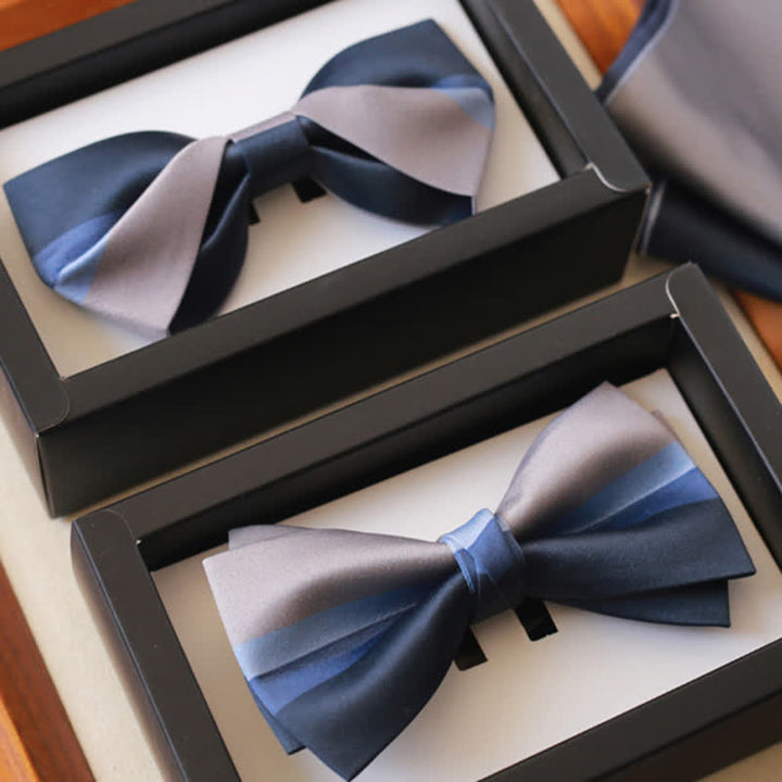 Men's Contrast Color Navy & Silver Gray Bow Tie - image 1