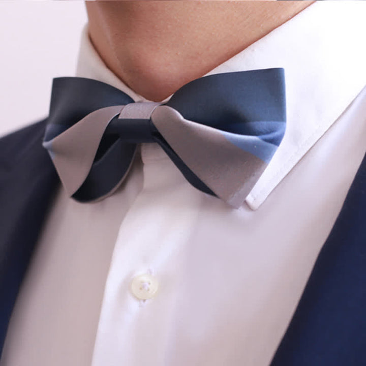 Men's Contrast Color Navy & Silver Gray Bow Tie - image 0
