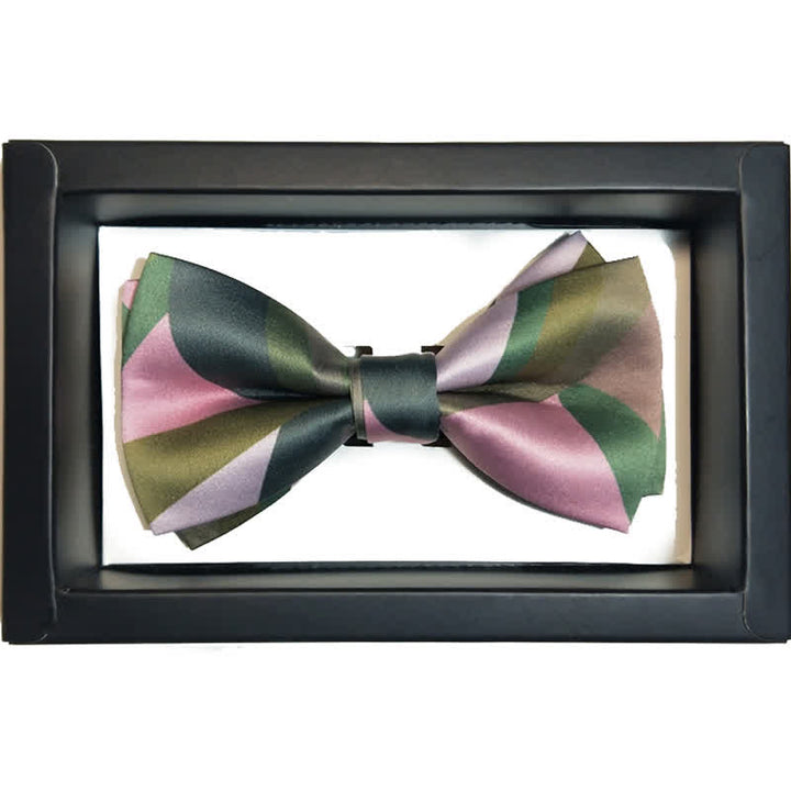Men's Forest Green & Pink Double Layered Bow Tie - Style #3 - image 6