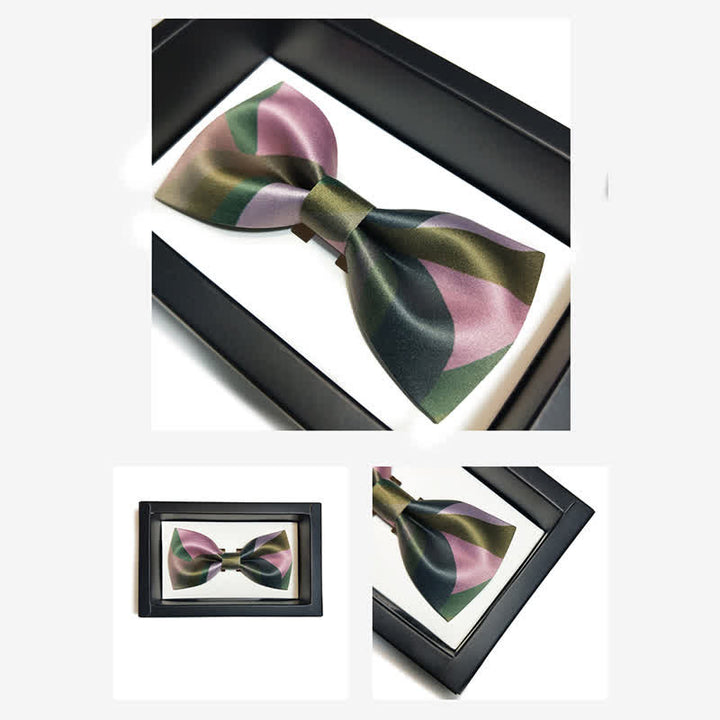 Men's Forest Green & Pink Double Layered Bow Tie - image 5