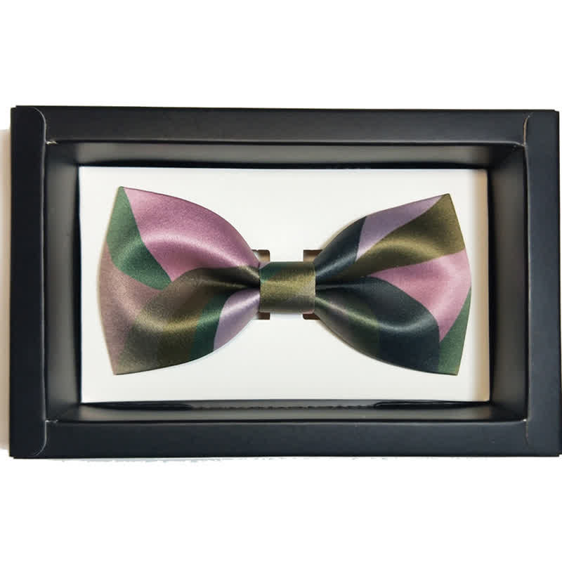 Men's Forest Green & Pink Double Layered Bow Tie - Style #2 - image 3