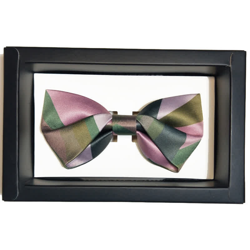 Men's Forest Green & Pink Double Layered Bow Tie - Style #1 - image 1