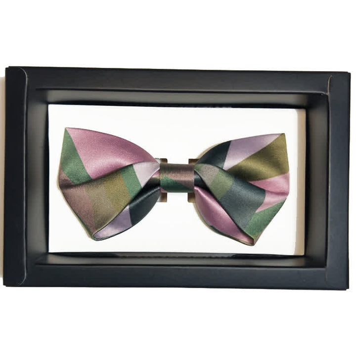 Men's Forest Green & Pink Double Layered Bow Tie - Style #1 - image 1