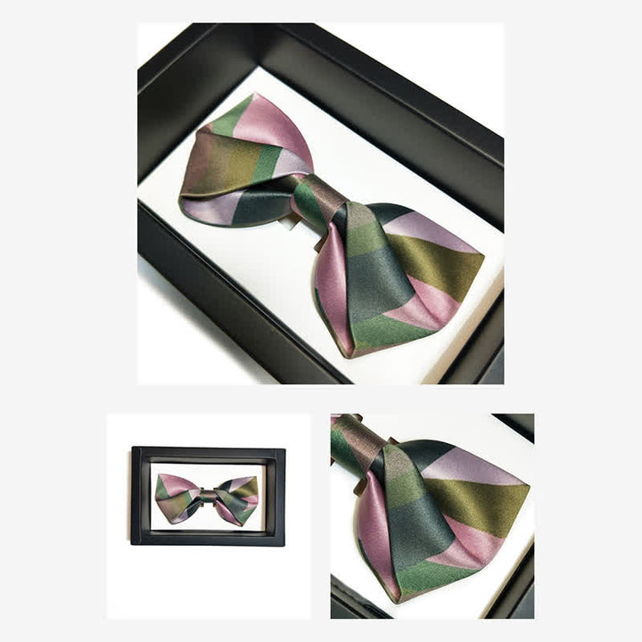 Men's Forest Green & Pink Double Layered Bow Tie - image 2