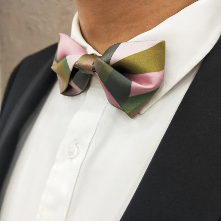 Men's Forest Green & Pink Double Layered Bow Tie - image 0