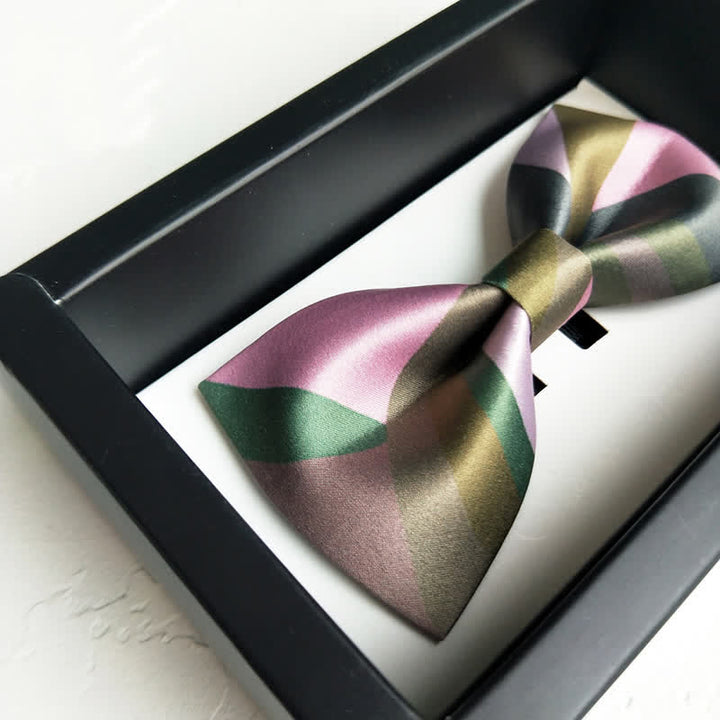 Men's Forest Green & Pink Double Layered Bow Tie - image 4