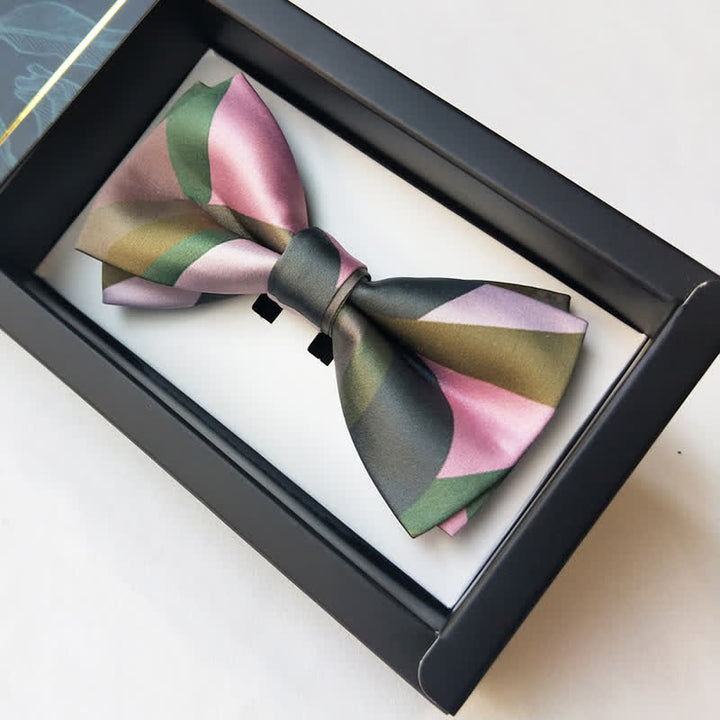 Men's Forest Green & Pink Double Layered Bow Tie - image 8