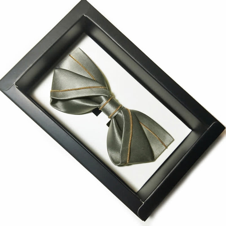 Men's Noble Gray Tone Gold Chain Bow Tie - image 2