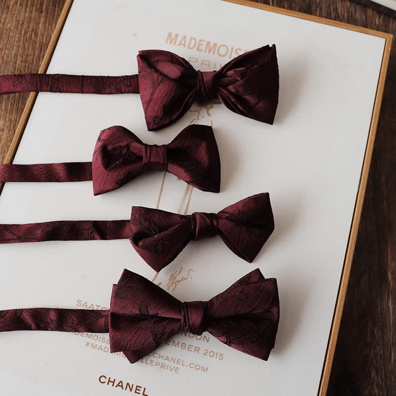 Men's Vintage Dark Red Series Floral Bow Tie
