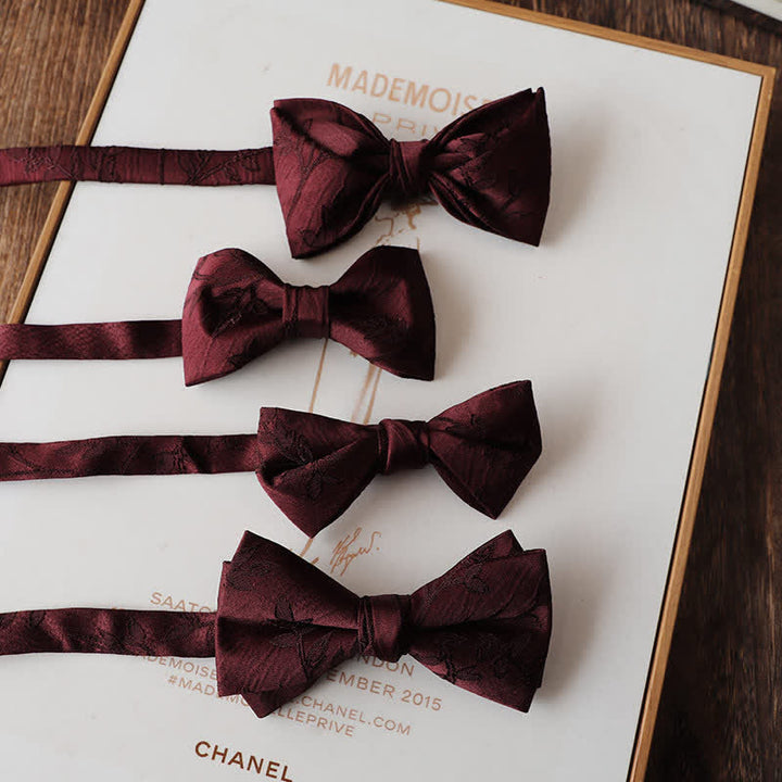 Men's Vintage Dark Red Series Floral Bow Tie