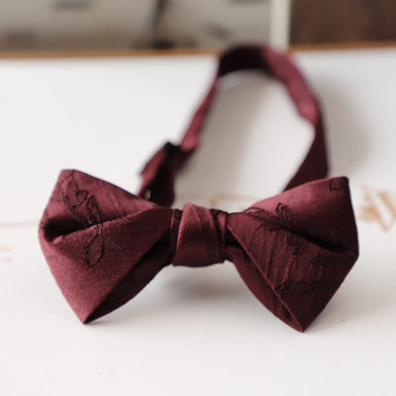 Men's Vintage Dark Red Series Floral Bow Tie - Style #4 - image 6