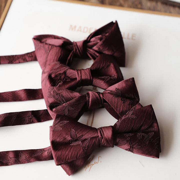Men's Vintage Dark Red Series Floral Bow Tie - image 2