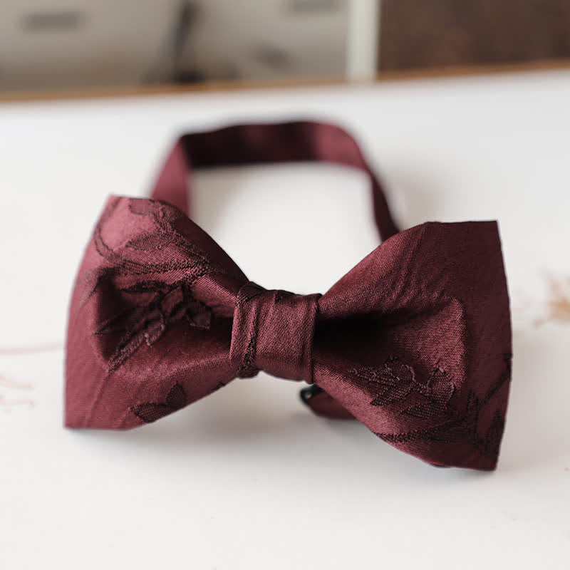 Men's Vintage Dark Red Series Floral Bow Tie - Style #2 - image 4