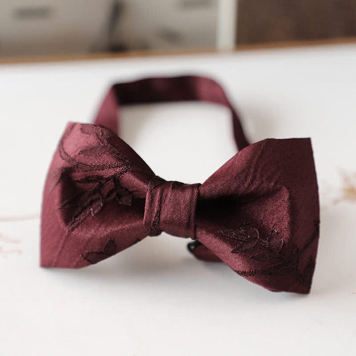 Men's Vintage Dark Red Series Floral Bow Tie - Style #2 - image 4