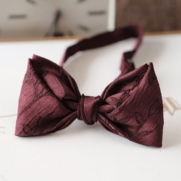 Men's Vintage Dark Red Series Floral Bow Tie - Style #1 - image 0