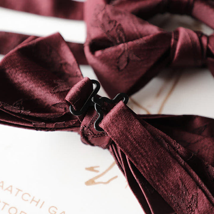 Men's Vintage Dark Red Series Floral Bow Tie - image 3