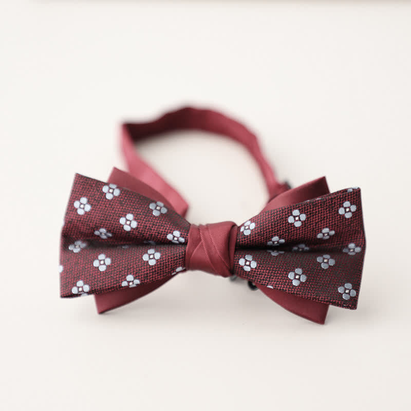 Men's Double Layers Striped Floral Colored Bow Tie - Style #18 - image 21