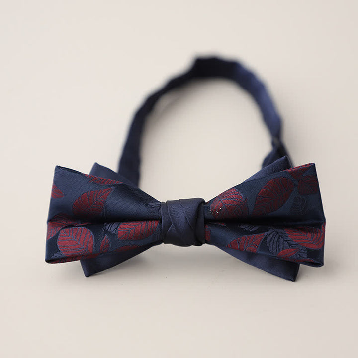 Men's Double Layers Striped Floral Colored Bow Tie - Style #17 - image 20