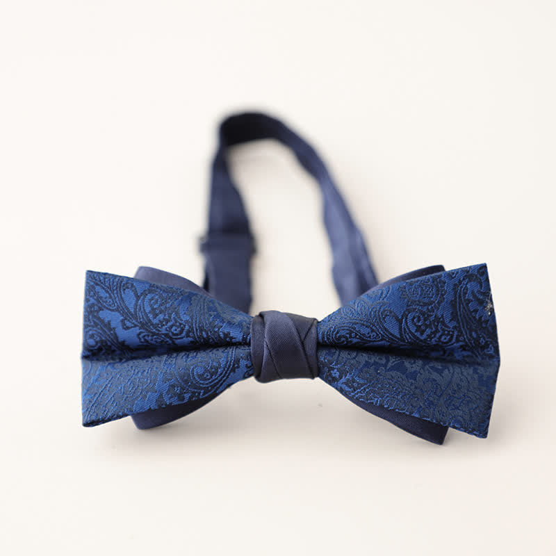 Men's Double Layers Striped Floral Colored Bow Tie - Style #19 - image 22