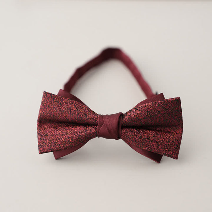 Men's Double Layers Striped Floral Colored Bow Tie - Style #16 - image 19