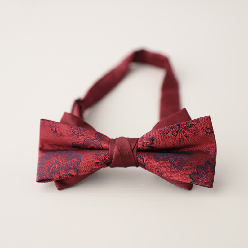 Men's Double Layers Striped Floral Colored Bow Tie - Style #22 - image 25