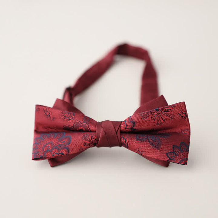Men's Double Layers Striped Floral Colored Bow Tie - Style #22 - image 25