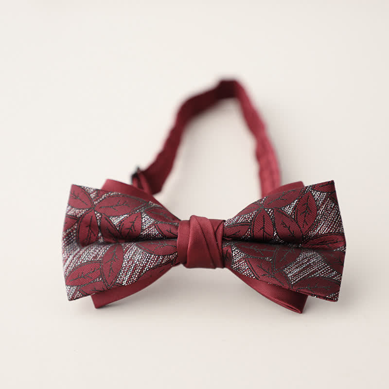 Men's Double Layers Striped Floral Colored Bow Tie - Style #23 - image 26