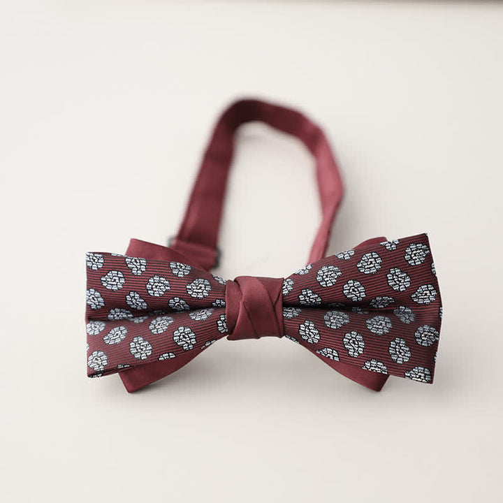 Men's Double Layers Striped Floral Colored Bow Tie - Style #25 - image 28