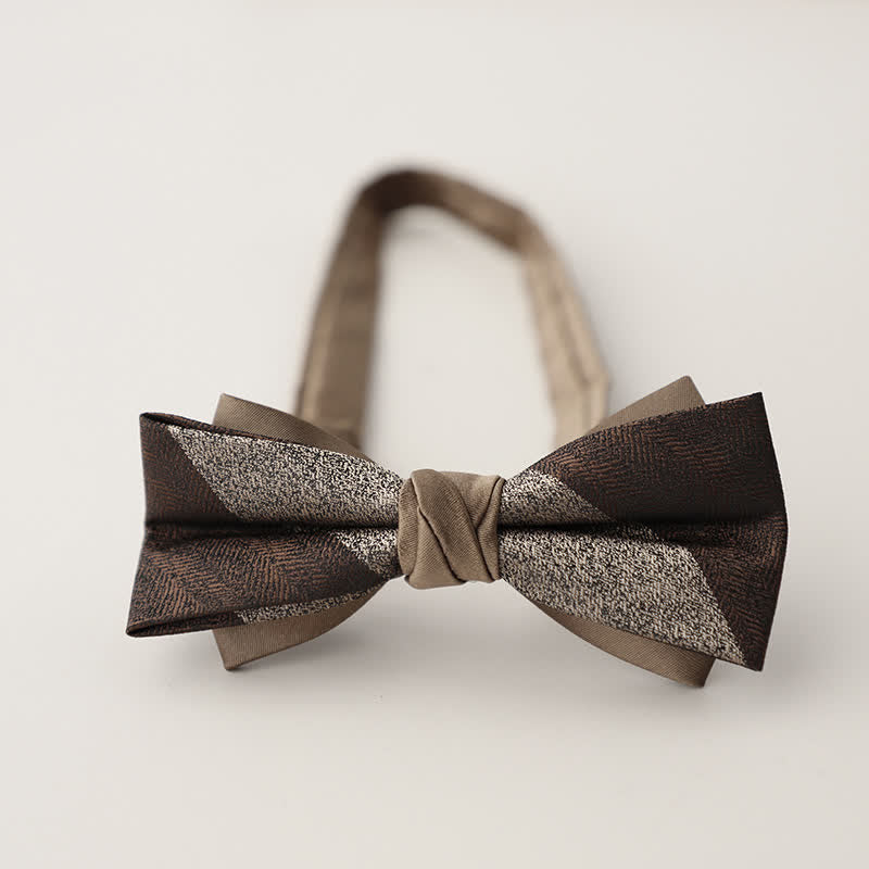 Men's Double Layers Striped Floral Colored Bow Tie - Style #1 - image 2