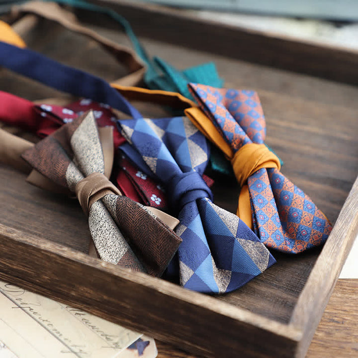 Men's Double Layers Striped Floral Colored Bow Tie - image 4
