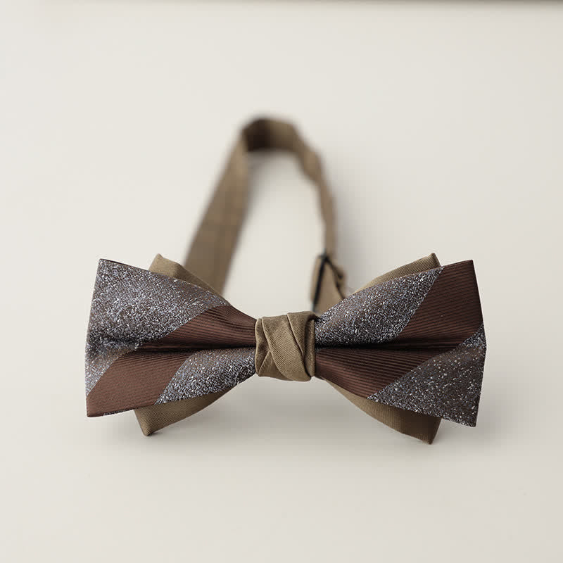 Men's Double Layers Striped Floral Colored Bow Tie - Style #2 - image 5