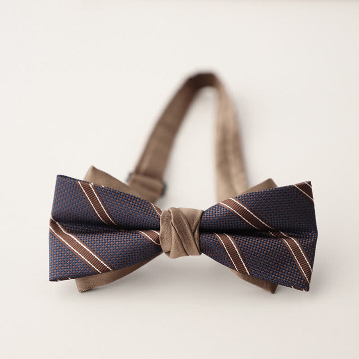 Men's Double Layers Striped Floral Colored Bow Tie - Style #4 - image 7