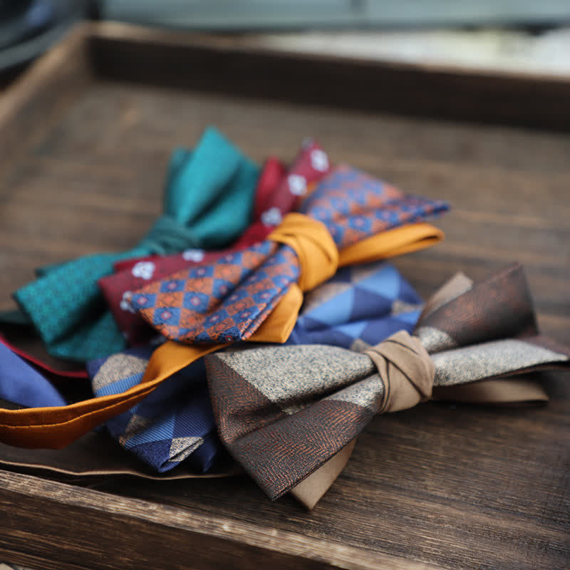 Men's Double Layers Striped Floral Colored Bow Tie - image 3