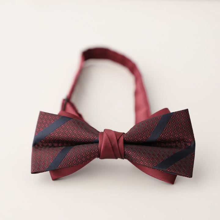 Men's Double Layers Striped Floral Colored Bow Tie - Style #5 - image 8