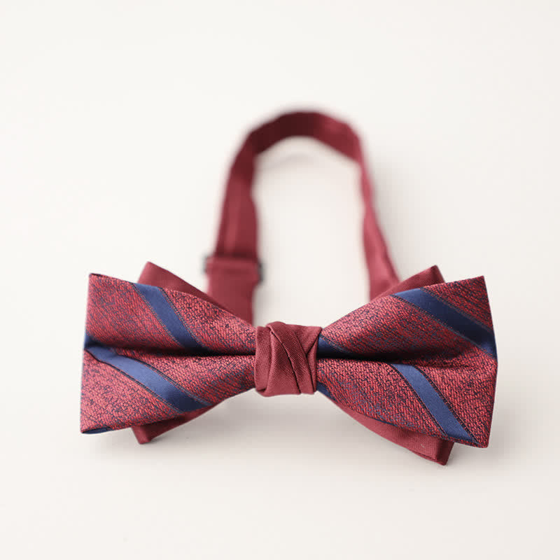 Men's Double Layers Striped Floral Colored Bow Tie - Style #7 - image 10