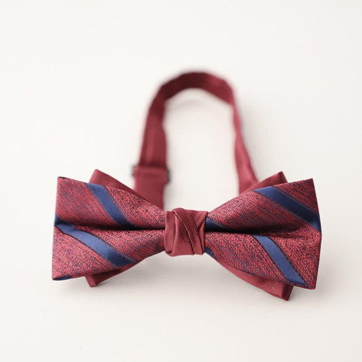 Men's Double Layers Striped Floral Colored Bow Tie - Style #7 - image 10