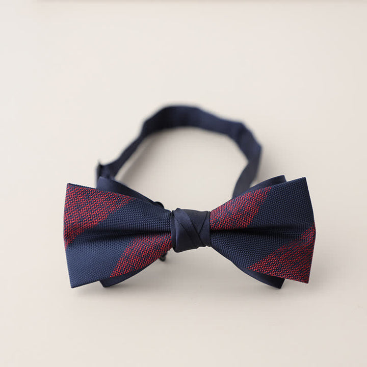 Men's Double Layers Striped Floral Colored Bow Tie - Style #8 - image 11