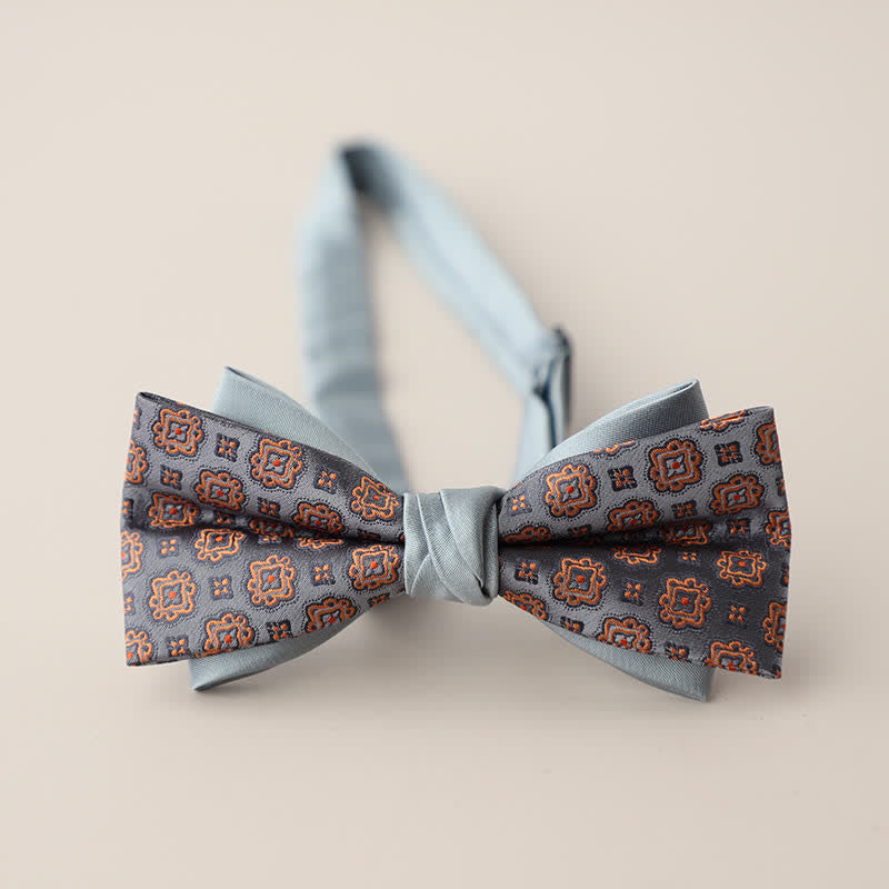 Men's Double Layers Striped Floral Colored Bow Tie - Style #10 - image 13