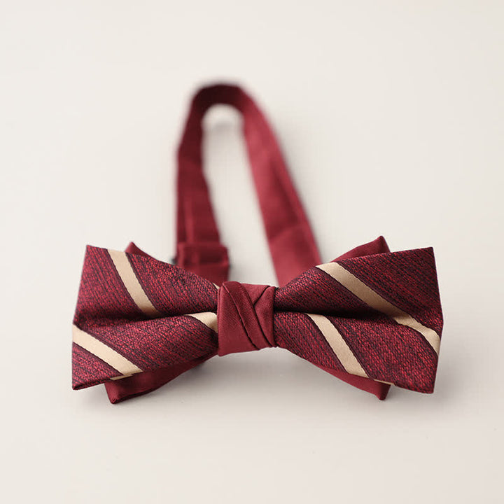 Men's Double Layers Striped Floral Colored Bow Tie - Style #6 - image 9