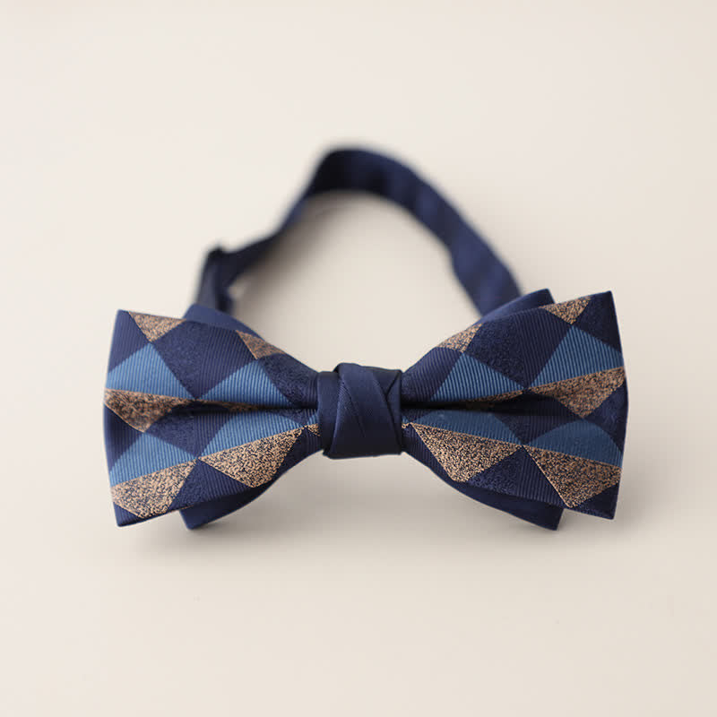 Men's Double Layers Striped Floral Colored Bow Tie - Style #9 - image 12